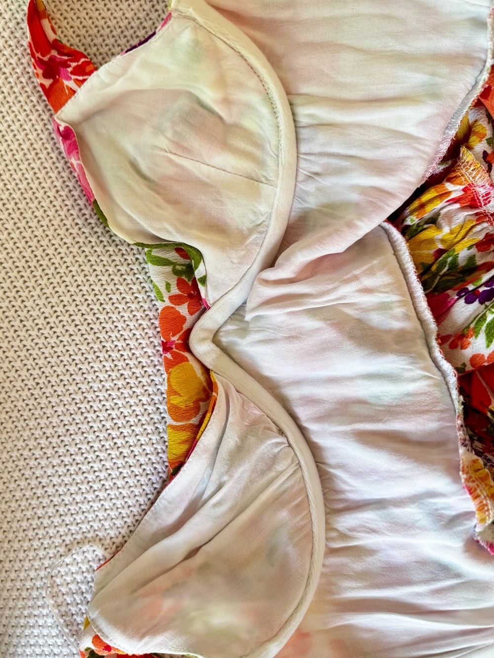 SKY TO MOON Flirty Ruffle Bright Floral Tie-Shoulder Bustier Mini Dress - Picture 11 of 13